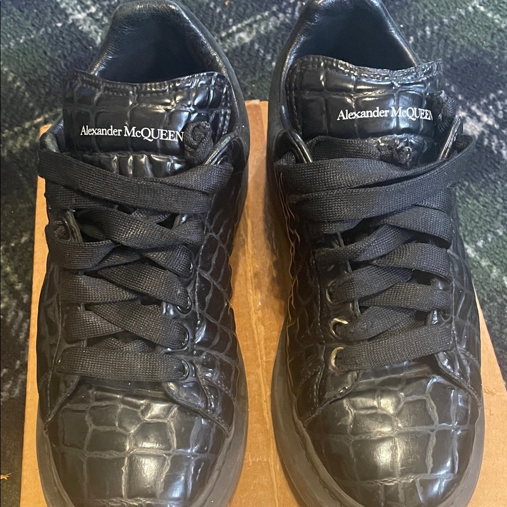 Alexander Mcqueen Black Croc-Pattern Sneakers - image 2
